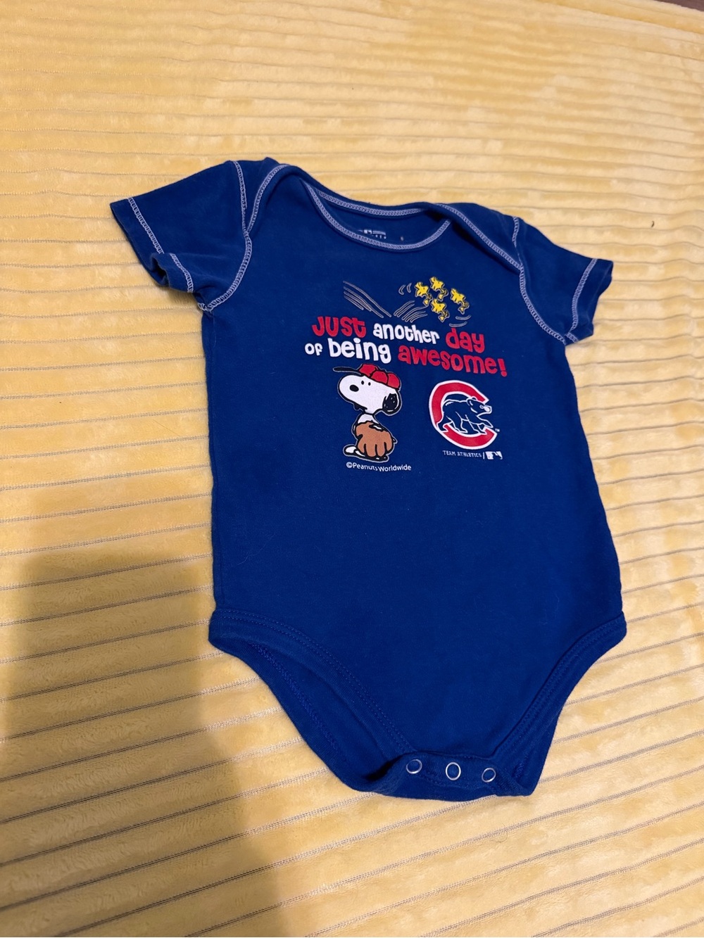 Genuine Merchandise Navy Baby One-Piece Bodysuit with Snoopy & Cubs Logo